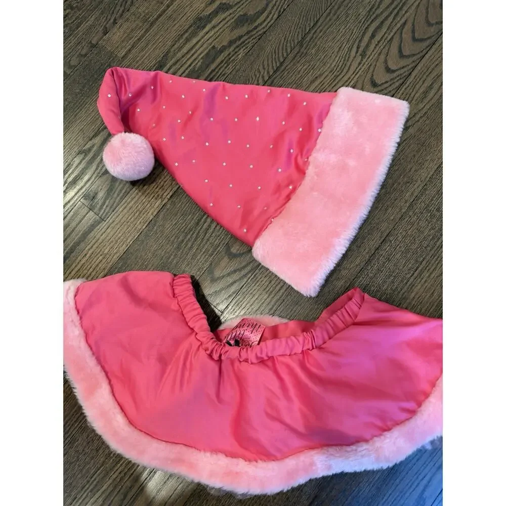 Victoria's Secret Vintage Limited Edition Pink Satin Santa Skirt & Marching Hat